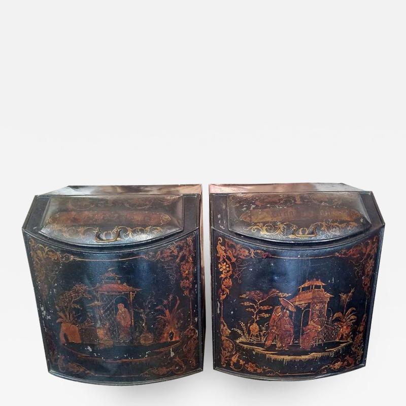 Henry Troemner Pair of 19th Century American Henry Troemner Philadephia Pa Chinoiserie Tea Bins