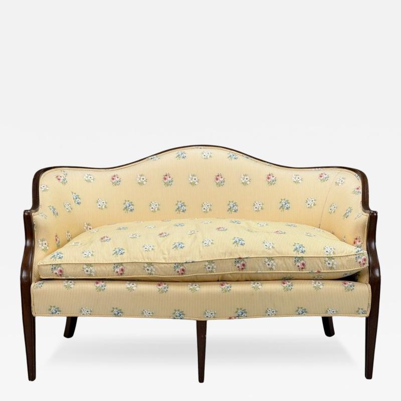 Hepplewhite Style Mahogany Scalamandre Upholstery Loveseat 1930s