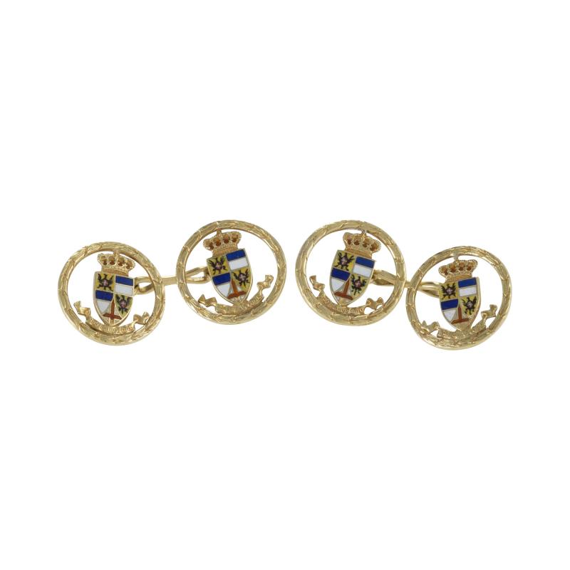 Heraldic Shield Gold and Enamel Cuff Links