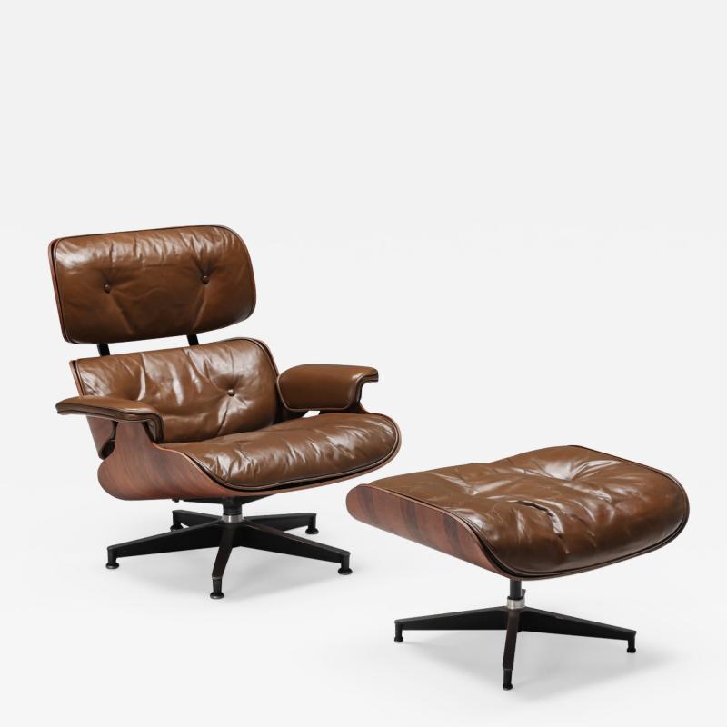 Herman Miller Eames Lounge Chair In Brown with Ottoman for Herman Miller 1960s