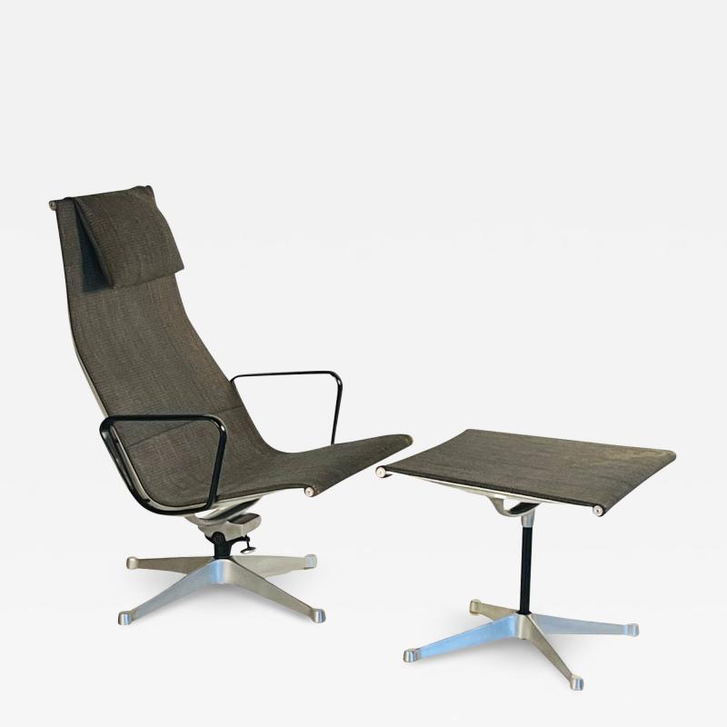 Herman Miller Early Eames Alu Group Recliner Chair and Ottoman