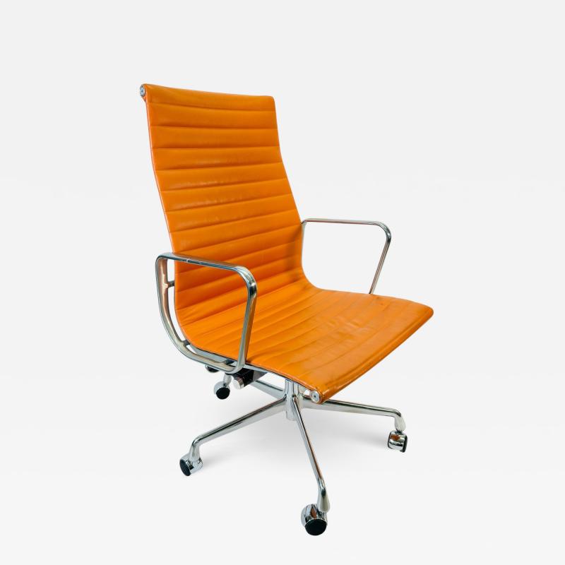 Herman Miller Herman Miller for Eames Executive Height Aluminum Group Chair in Orange Leather