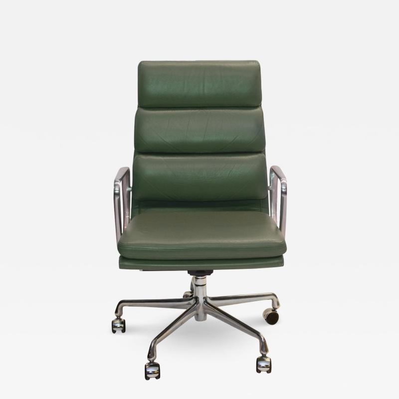 Herman Miller Soft Pad Aluminum Group Executive Chair in Olive Green Leather