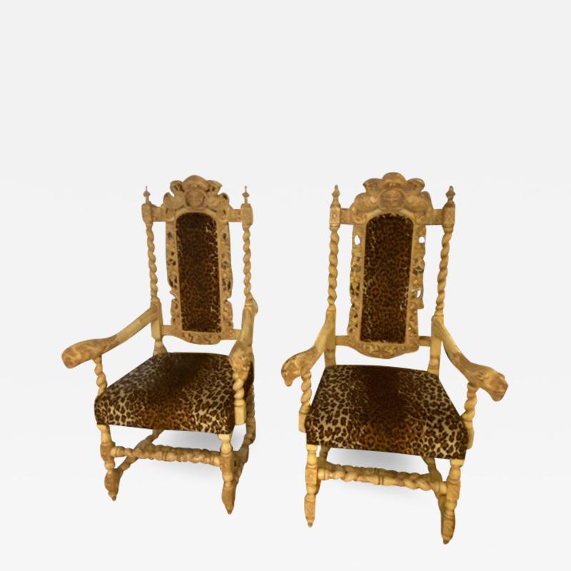 Herter Brothers Whitewashed Lion armchairs