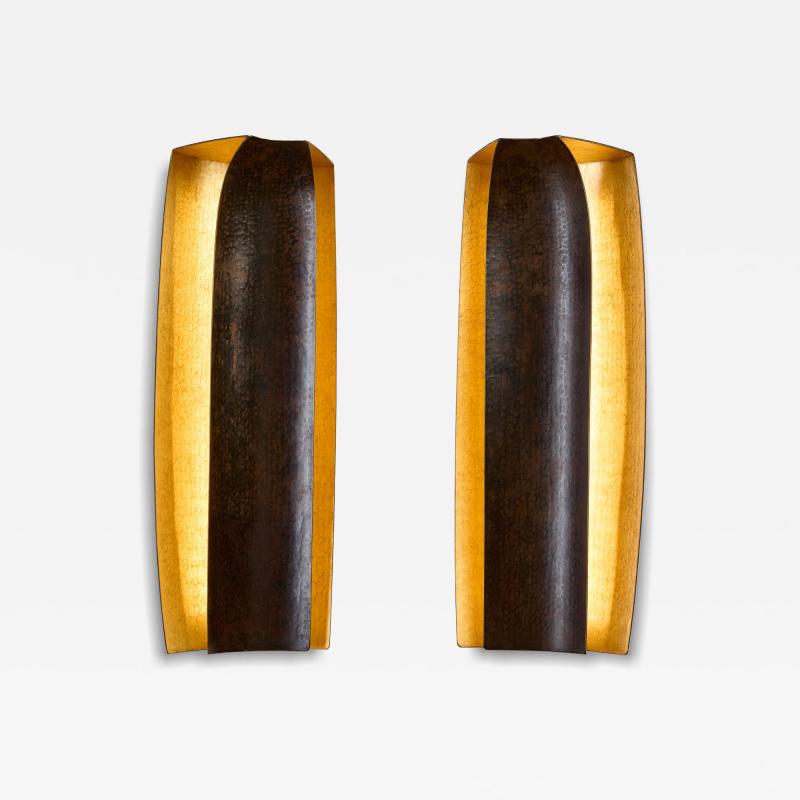Herv Wahlen Pair of Gold Leaf Sconces by Herve Wahlen France 2021
