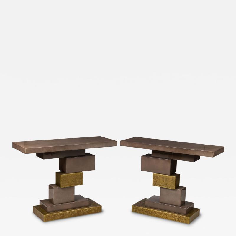 Herv van der Straeten Pair of Herve Van der Straeten French Contemporary Consoles
