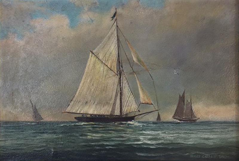 Hervey Garrett Smith 1900s SAILBOATS PAINTING BY HERVEY GARRETT SMITH