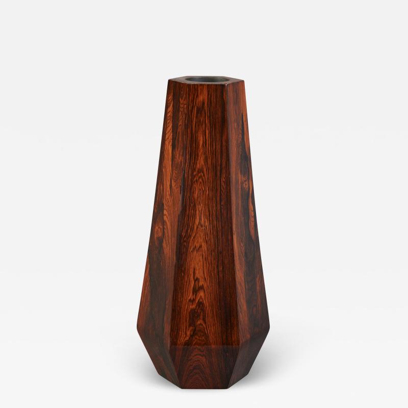 Hexagonal Tall Vessel in Beautifully Grained Veneered Wood