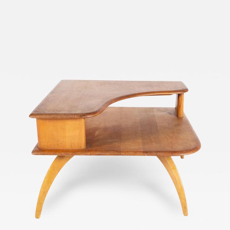 Heywood Wakefield Mid Century Maple Step Corner Table