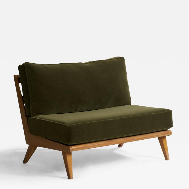 Heywood Wakefield Settee with Maple and Mohair USA 1950s