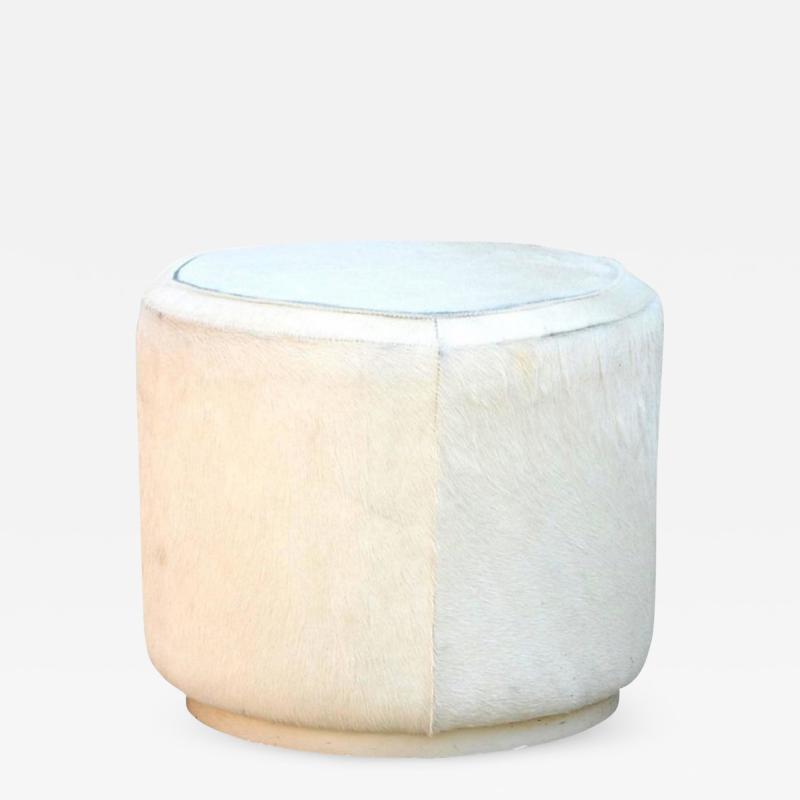 Hide Covered Cylinder Ottoman Stool