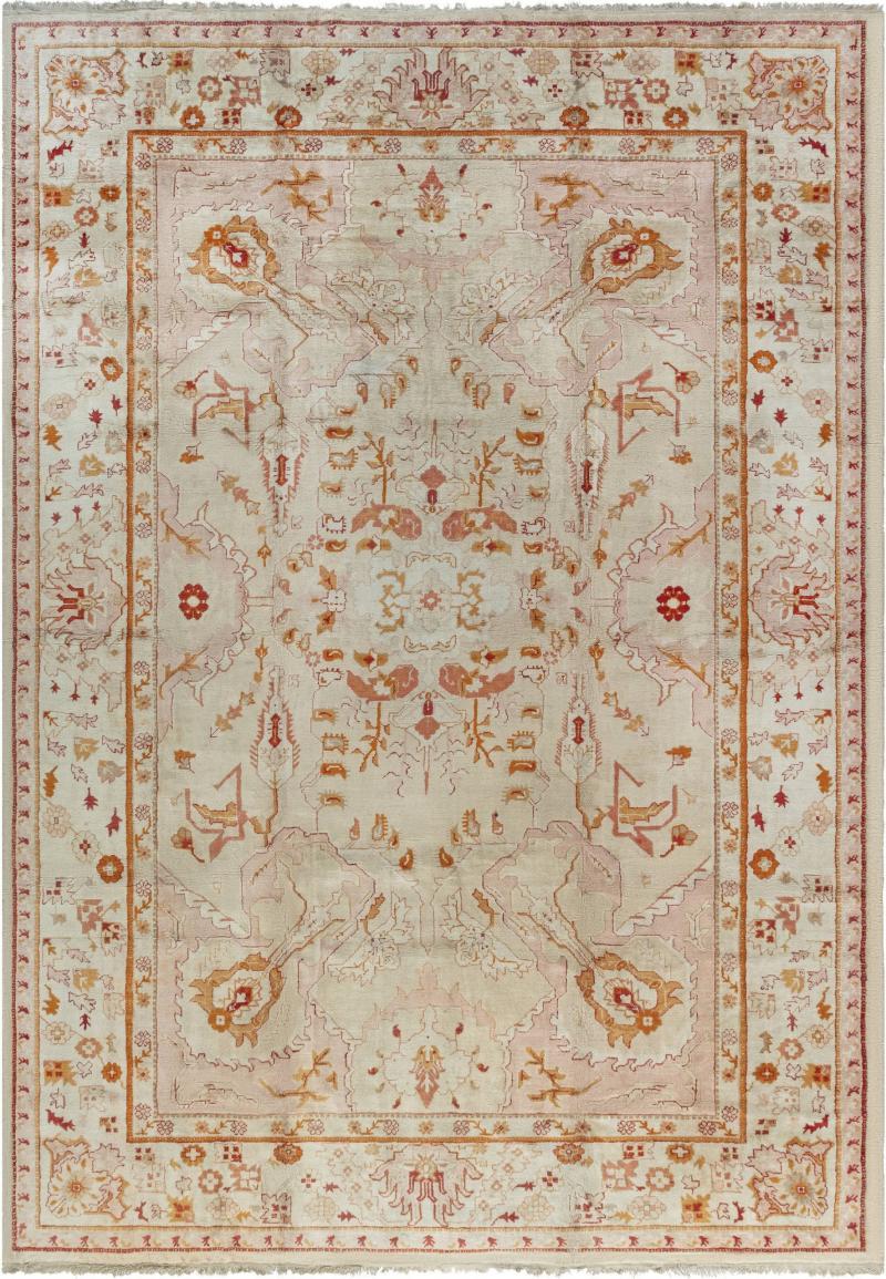 High Quaity Antique Turkish Oushak Botanic Handwoven Wool Rug