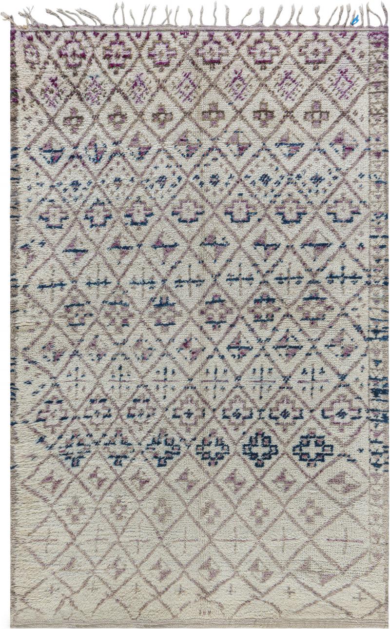 High Quality Vintage Moroccan Rug in Beige Blue Purple