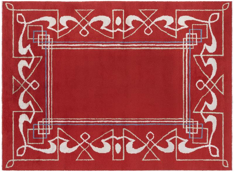 High quality Art Deco Red Brown Handmade Wool Rug