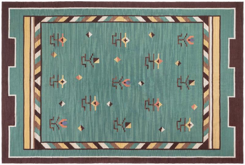 High quality Mid 20th century Swedish Green Handmade Wool Rug