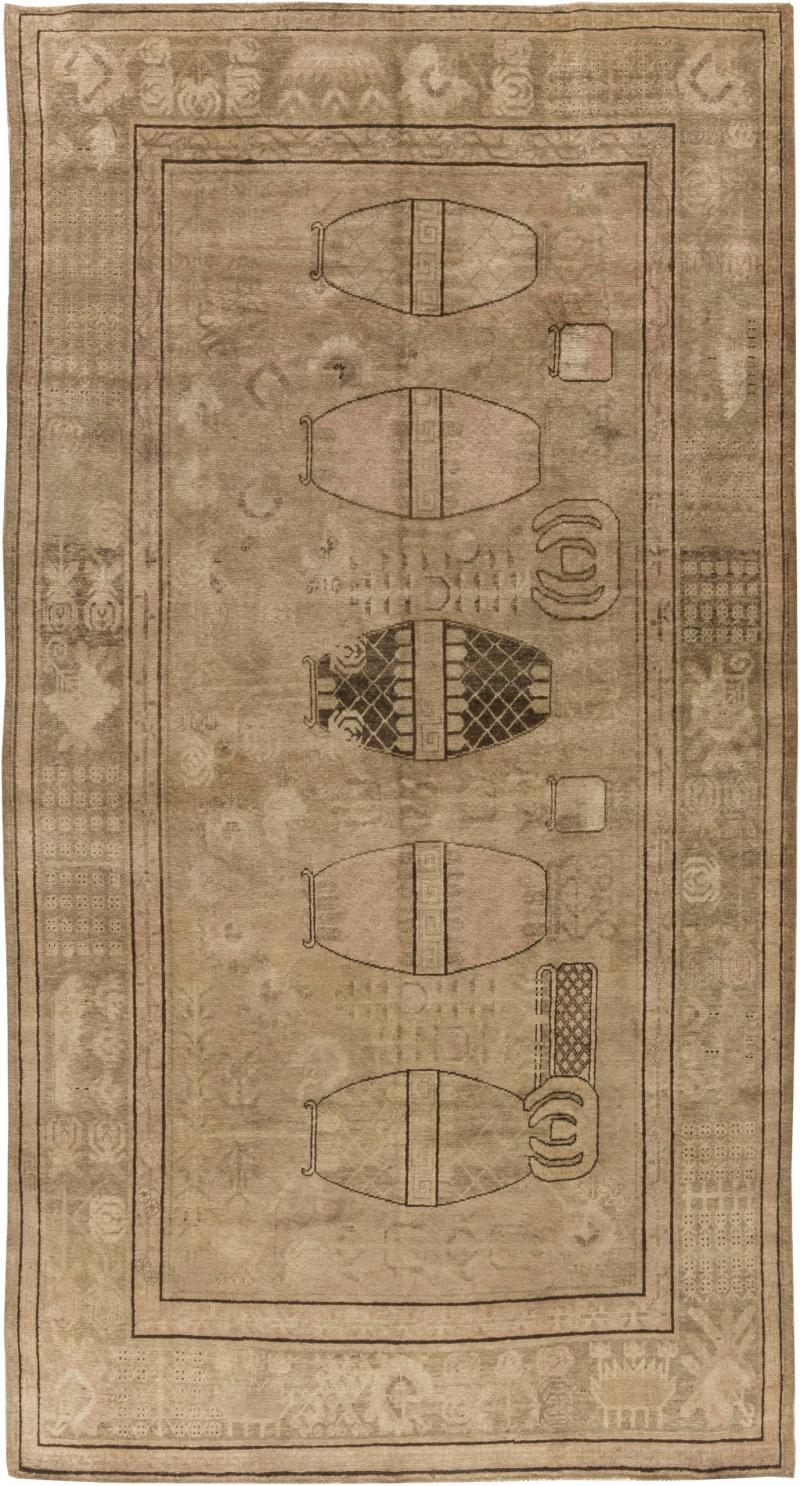 High quality Samarkand Handmade Wool Rug in Caramel and Brown