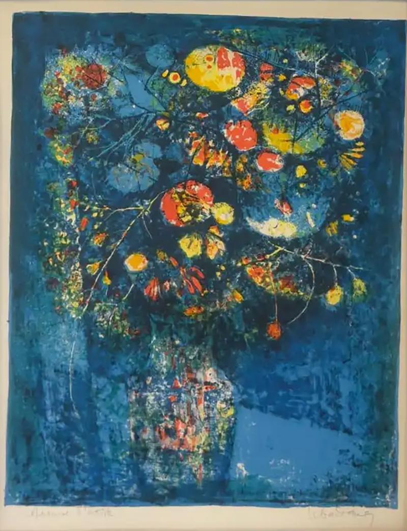 Hoi Lebadang Floral Still Life Artist Proof Lithograph Signed Framed