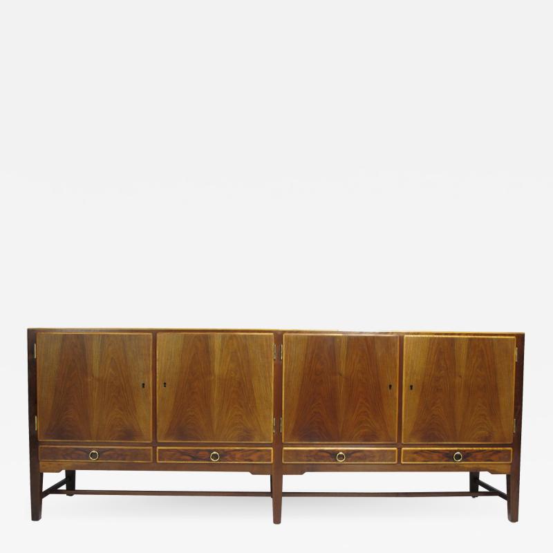 Holger Christiansen 1930 Danish Walnut Credenza with Brass Pulls