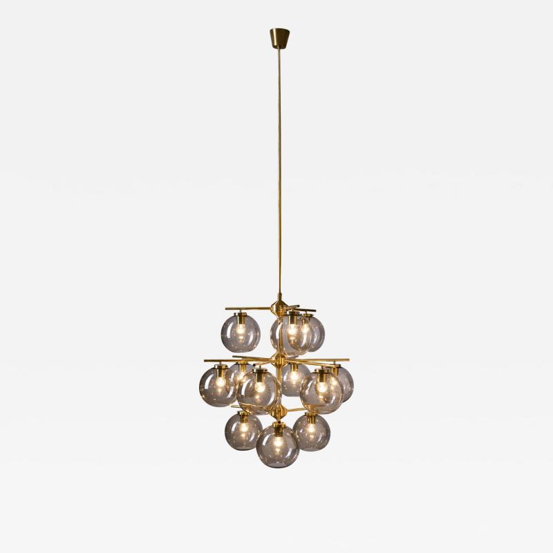 Holger Johansson Holger Johansson Chandelier with 12 Smoked Glass Shades for Westal Sweden 1960s