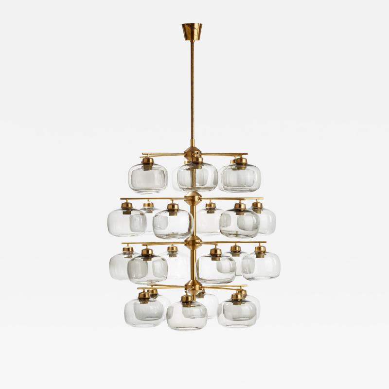 Holger Johansson Holger Johansson Chandelier with 24 Smoked Glass Shades Sweden 1952