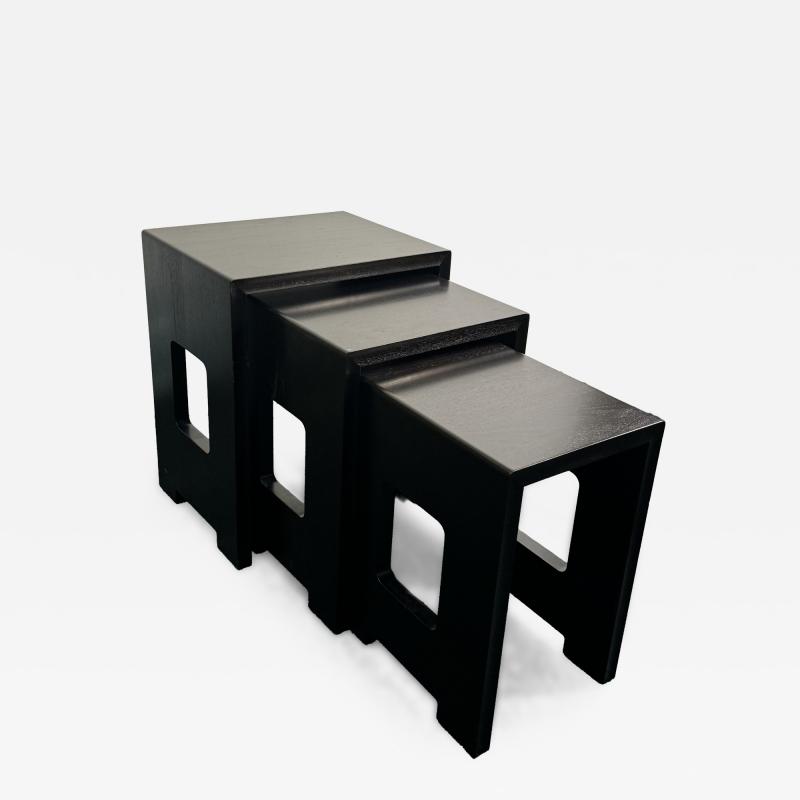 Holly Hunt BLACK MODERNIST TRIO OF NESTING TABLES DESIGNED BY HOLLY HUNT