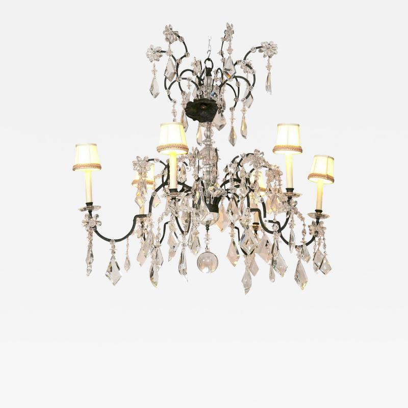 Holly Hunt Wrought Iron Crystal Chandelier