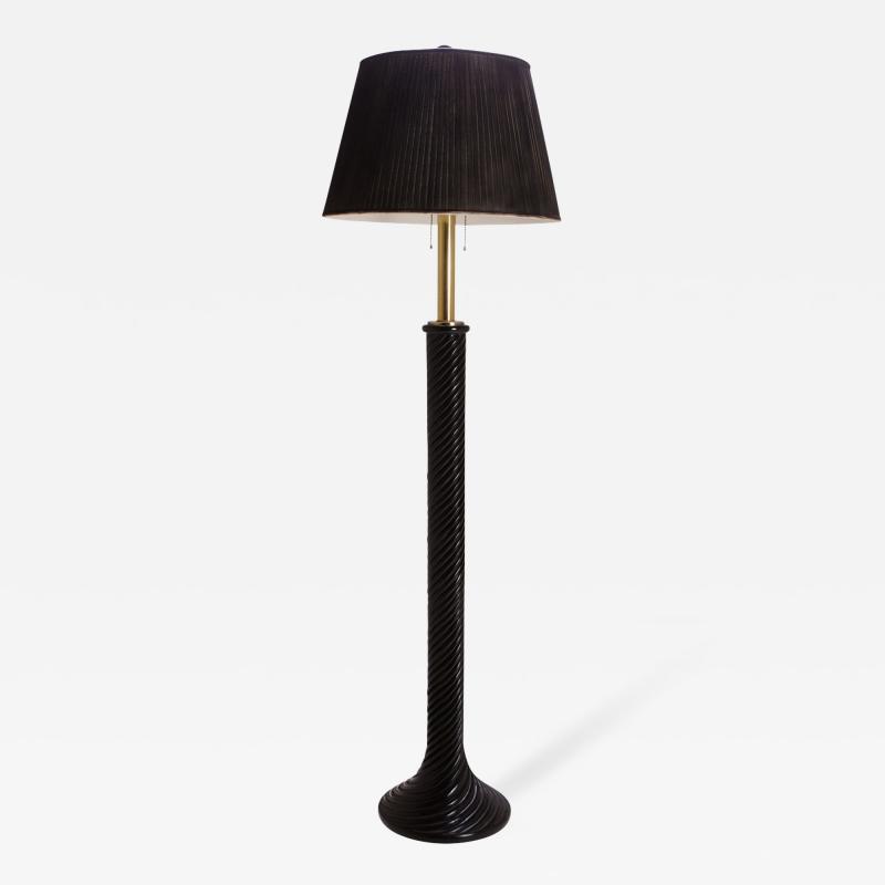 Hollywood Ebony Resin and Brass Swirl Floor Lamp