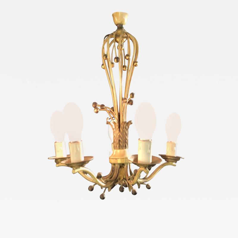 Hollywood Regency Balloon Shaped Chandelier Metal Paint Decorated with 5 Arms