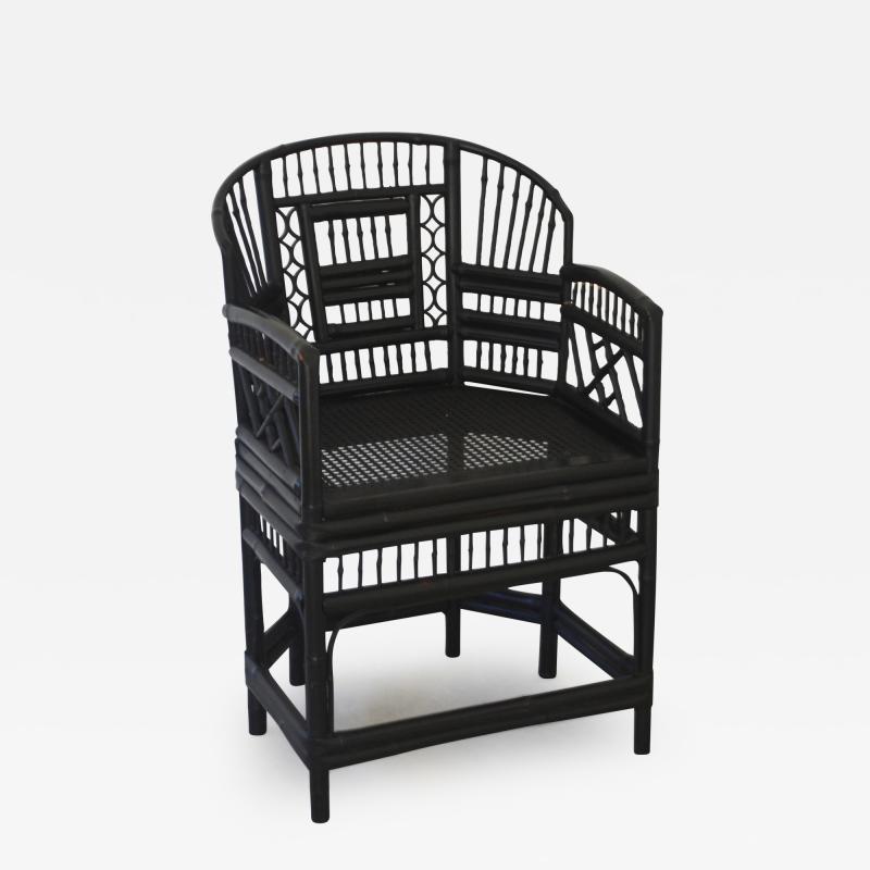 Hollywood Regency Black Lacquered Bamboo Side Chair