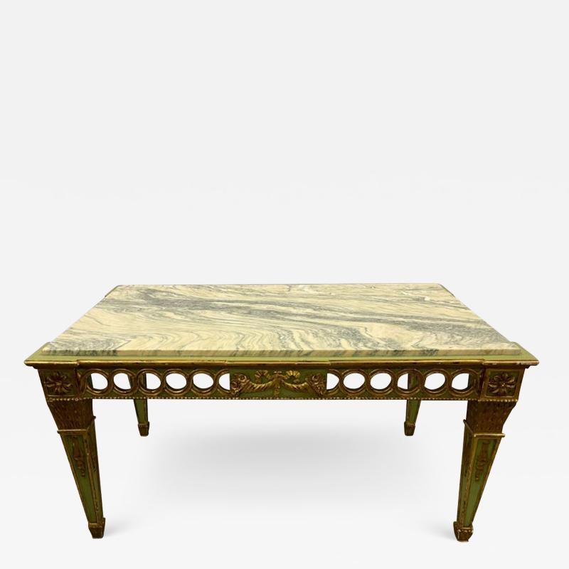 Hollywood Regency Coffee Table by Maison Jansen Marble Top Painted 