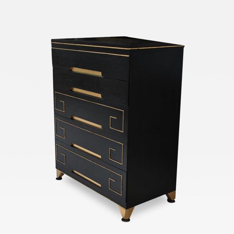 Hollywood Regency Ebonized Tall Dresser