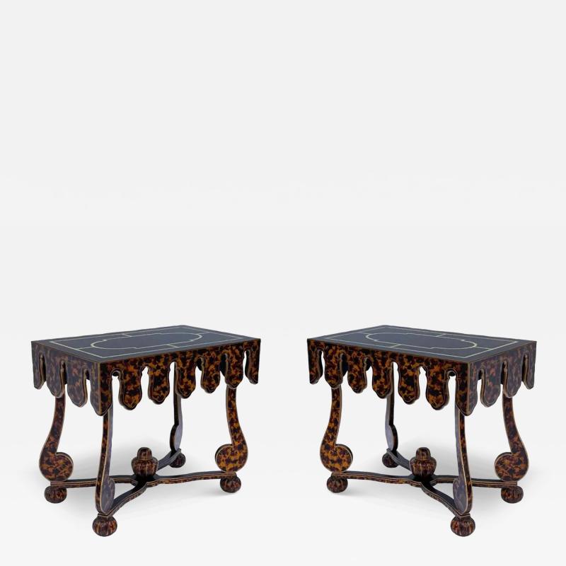 Hollywood Regency Faux Tortoise Shell End Tables or Oversized Night Stands