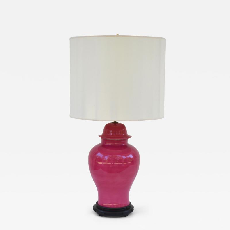 Hollywood Regency Fuchsia Glazed Ceramic Table Lamp