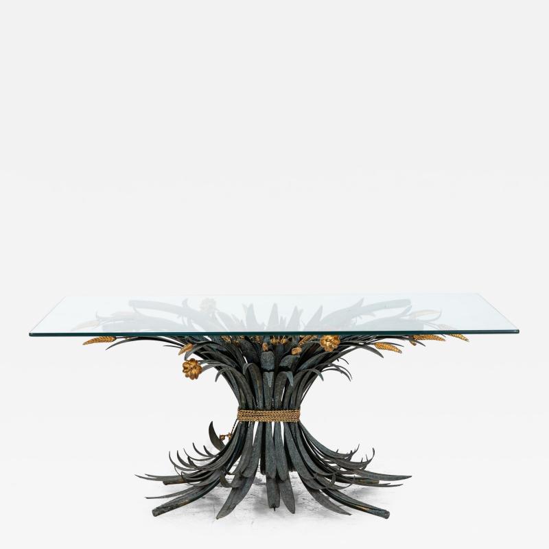 Hollywood Regency Gilt Metal Sheaf of Wheat Coffee Table France Mid 20th C 