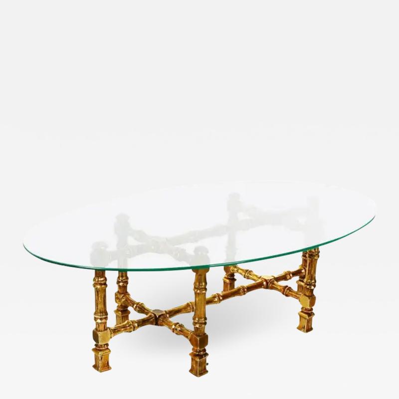 Hollywood Regency Giltwood and Oval Glass Coffee Table