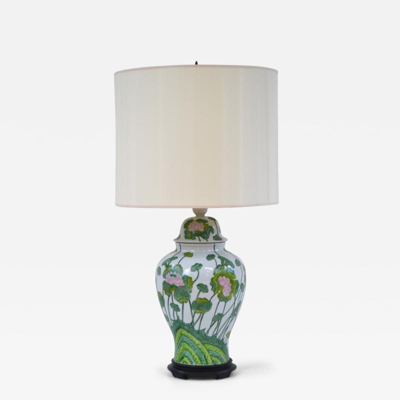 Hollywood Regency Ginger Jar Form Ceramic Table Lamp