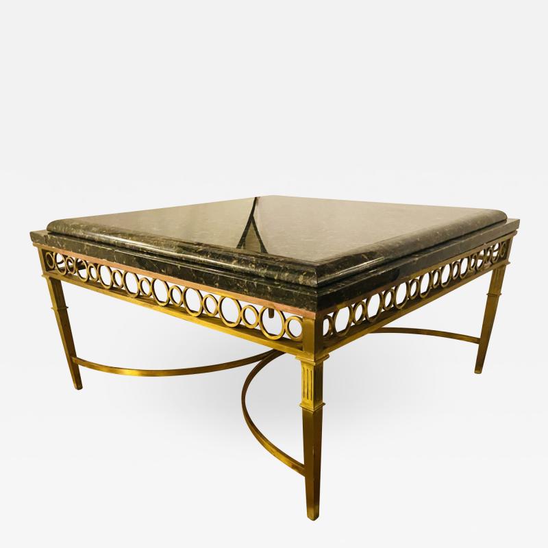 Hollywood Regency Granite Top on Brass Base Center Table