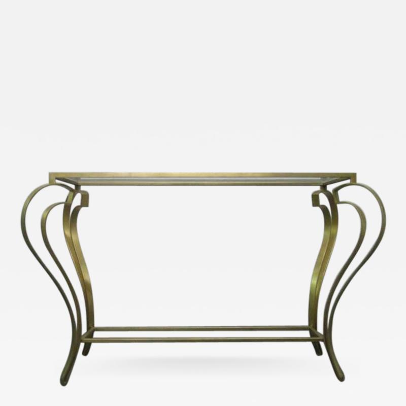 Hollywood Regency Iron Gold Gild Console Table