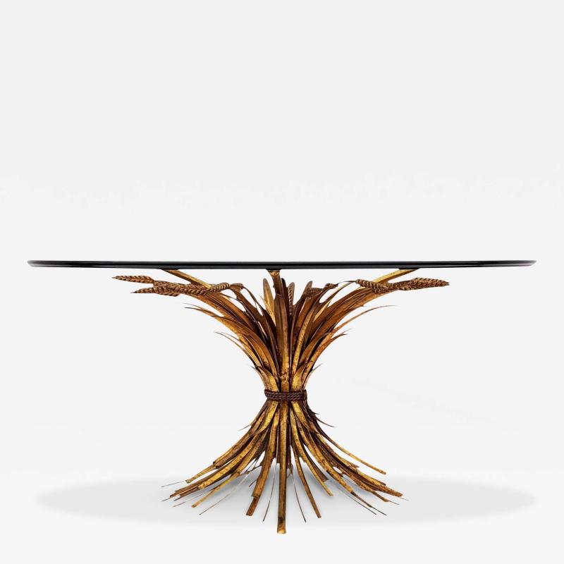 Hollywood Regency Italian Gold Gilt Glass Circular or Round Cocktail Table