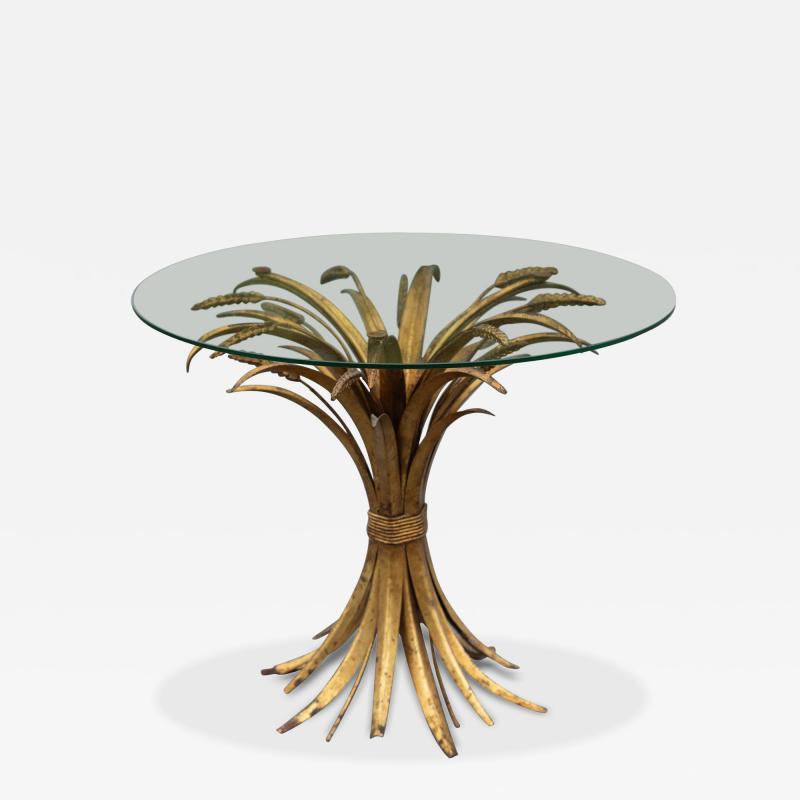 Hollywood Regency Italian Gold Gilt Glass Circular or Round Side Table