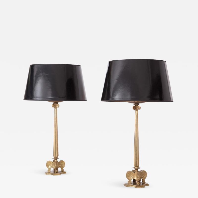 Hollywood Regency Style Candelabra Table Lamps In Brass 1970s