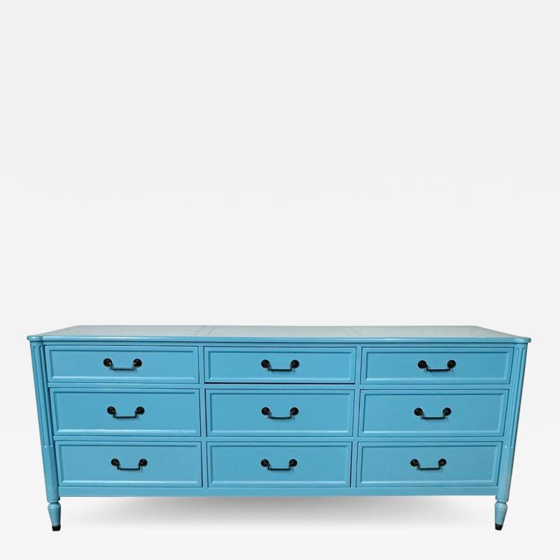 Hollywood Regency Style Dresser Sideboard Cerulean Blue Lacquer Baker