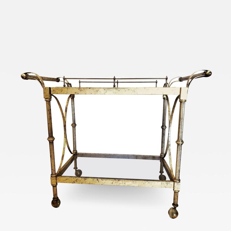 Hollywood Regency Two Tier Serving Cart in a Faux Marbleized Design