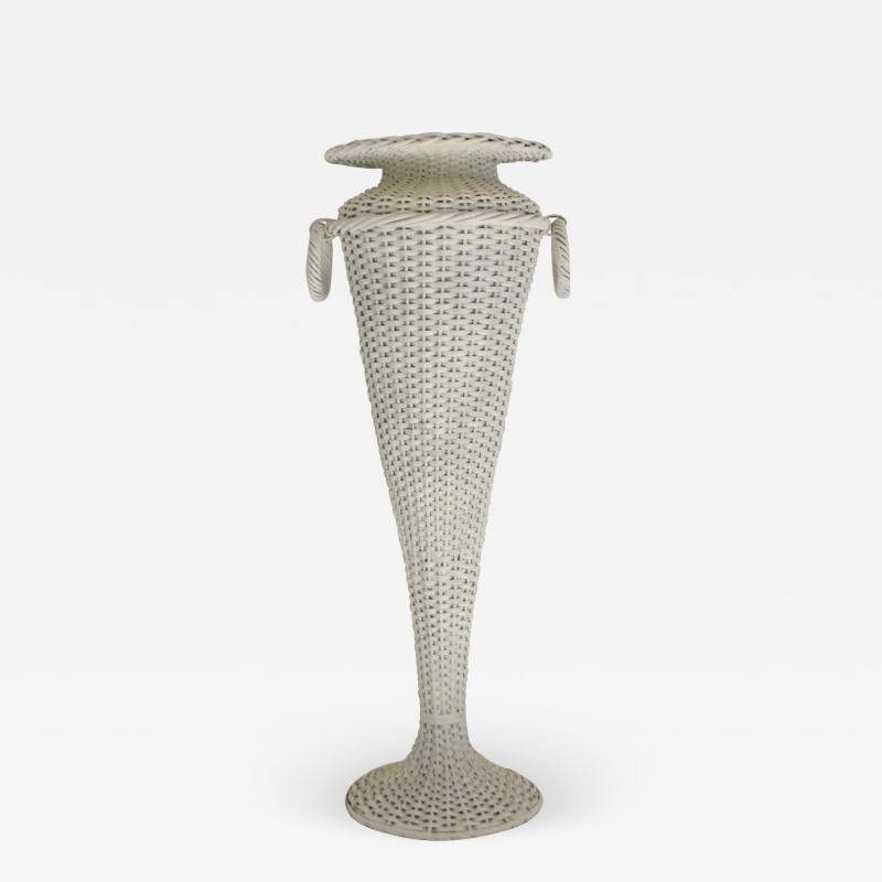 Hollywood Regency Woven Rattan Plant Stand