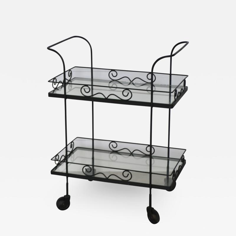 Hollywood Regency Wrought Iron Bar Cart