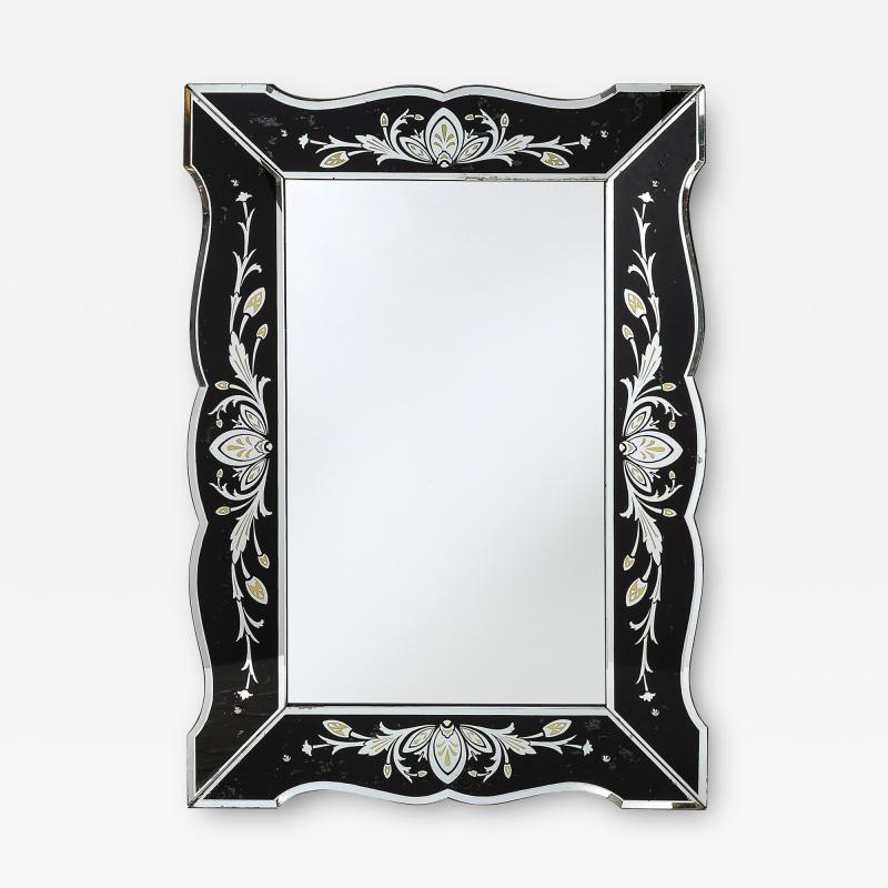Hollywood Shadow Box Mirror in Reverse Etched Beveled Eglomise Detailing