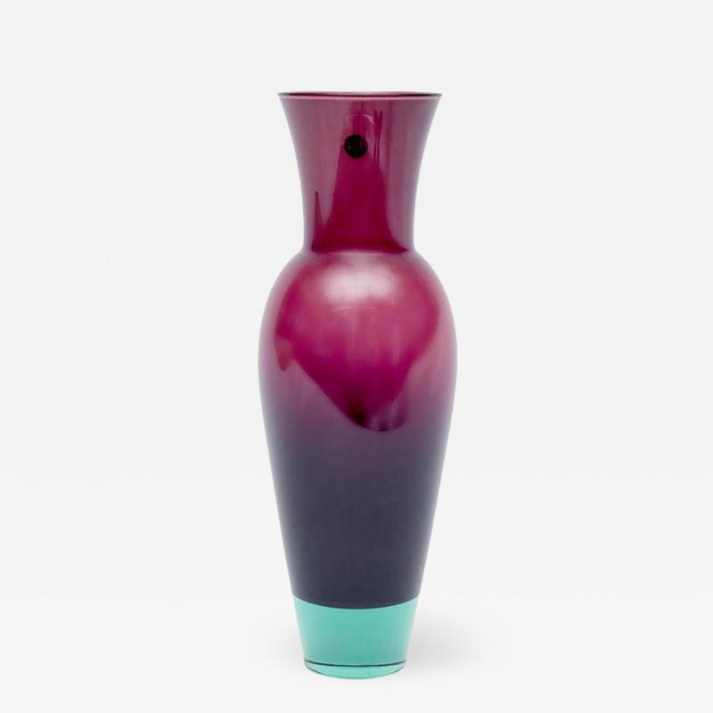 Holmegaard Glasvaerk Harlekin Vase by Anja Kjaer in Purple and Green Denmark