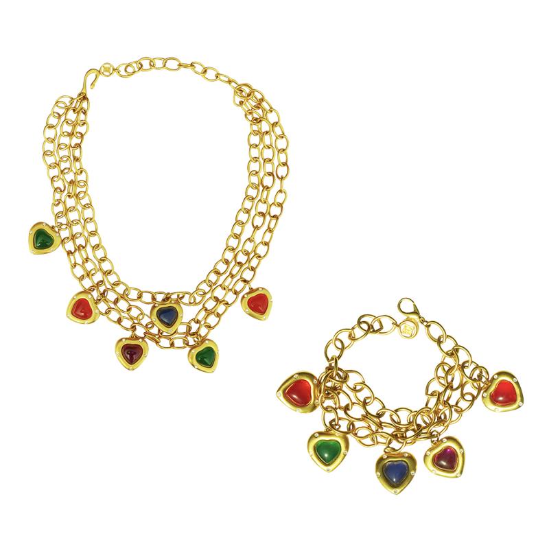 Hubert hy de Givenchy Vintage Givenchy Heart Necklace and Bracelet