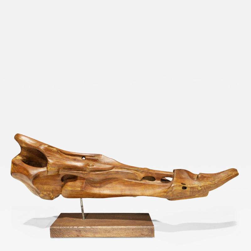 Huez Dominguez Organic Wood Sculpture Mounted on Base Signed