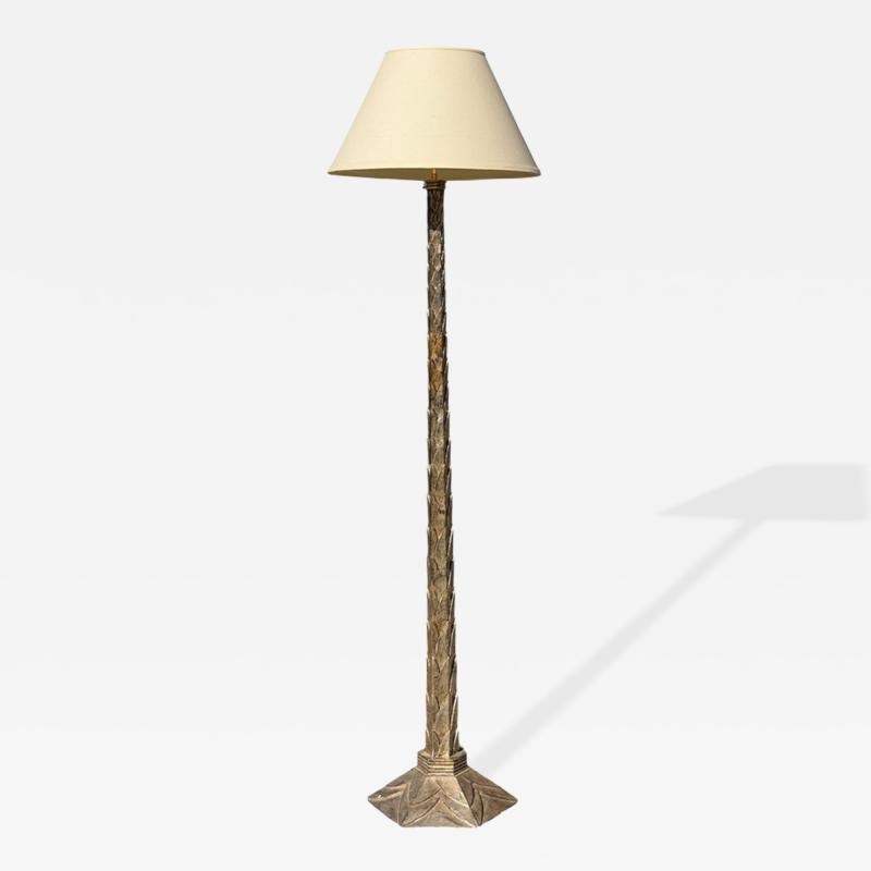 Huge Art Deco White Gold Giltwood Floor Lamp 1 of 2